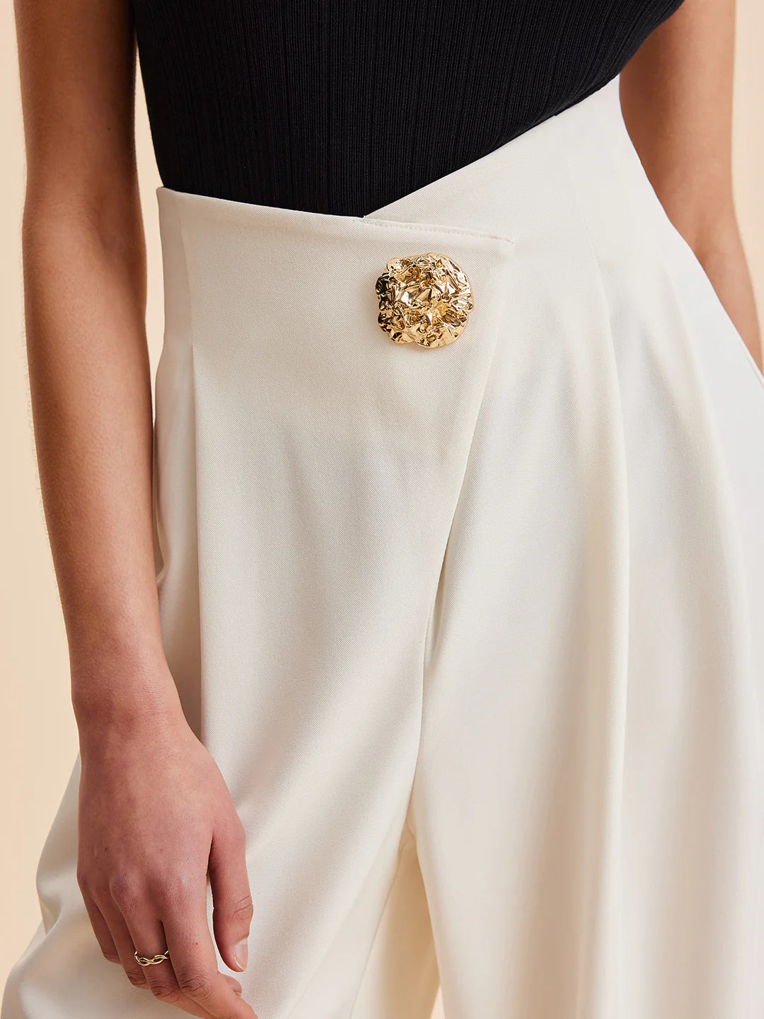 Embellished High-Waist Wide-Leg Pants - LA FEMME WANDERER