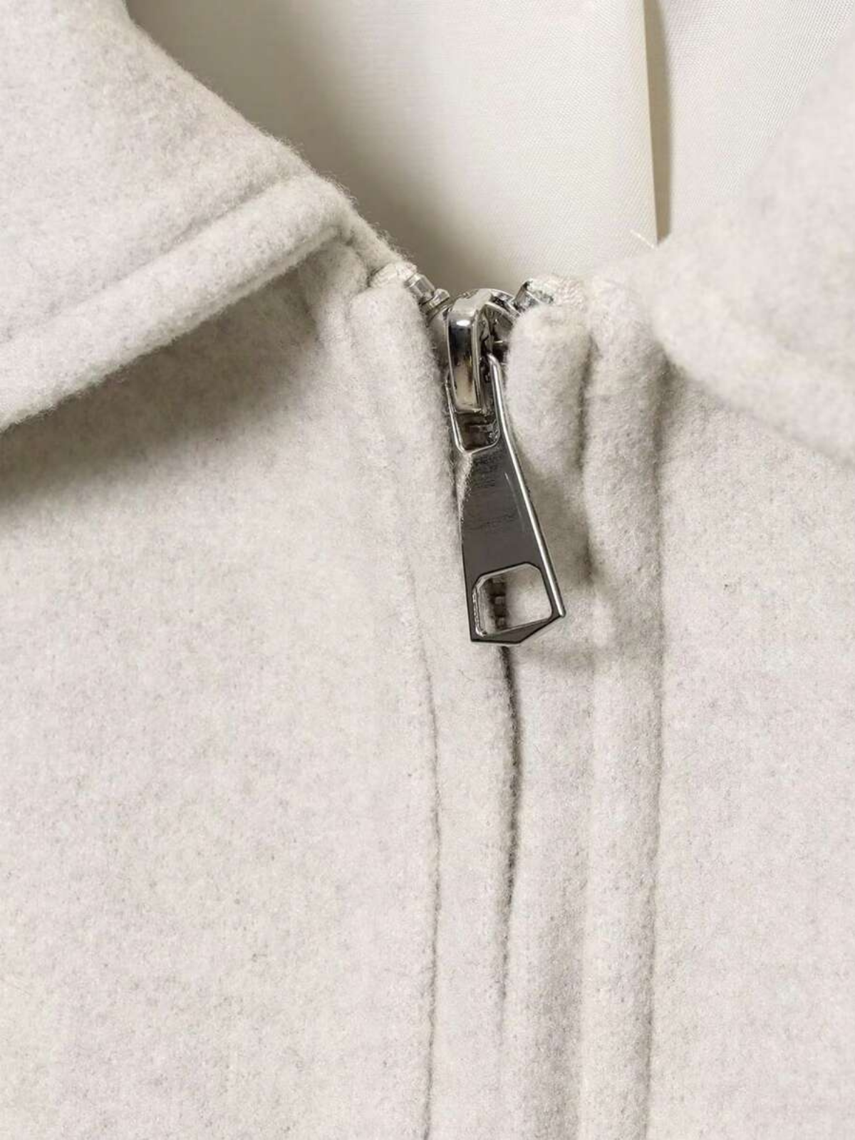 Autumn Minimalist Wool Blend Zip Lapel Jacket