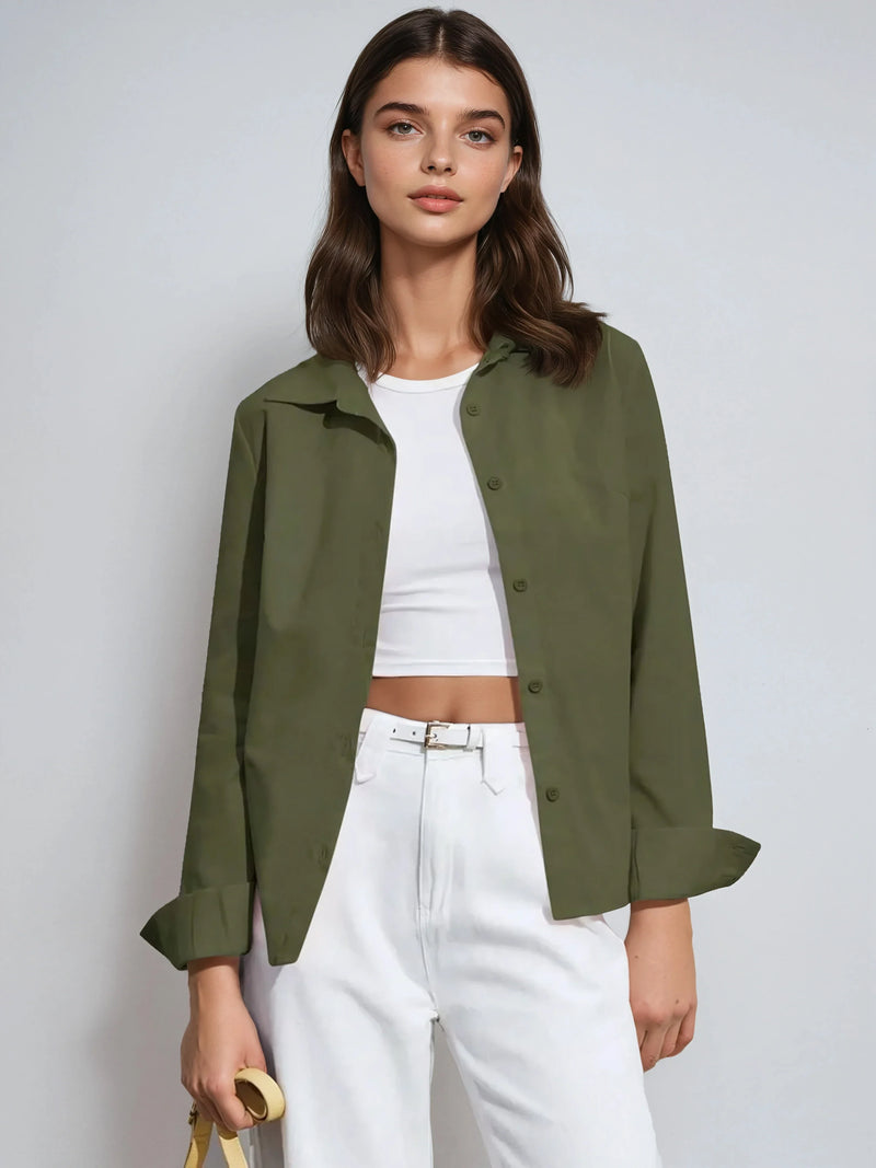 Camisa con botones de solapa Colección clásica vintage casual