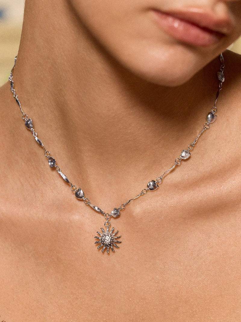 Gilded Sunflower Geometry Necklace