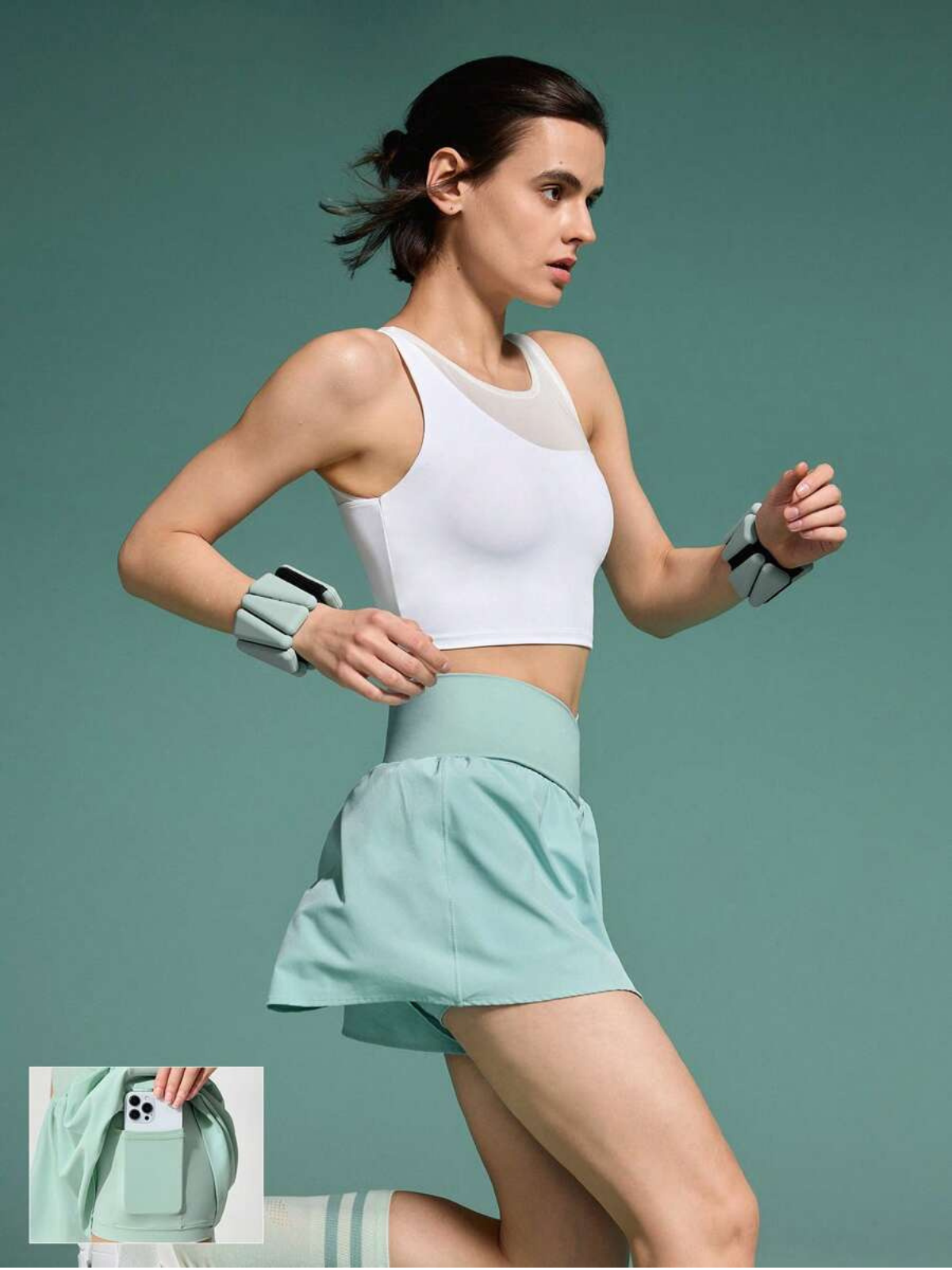 Pantalones cortos para correr resistentes al sudor, cintura media, bolsillos, secado rápido