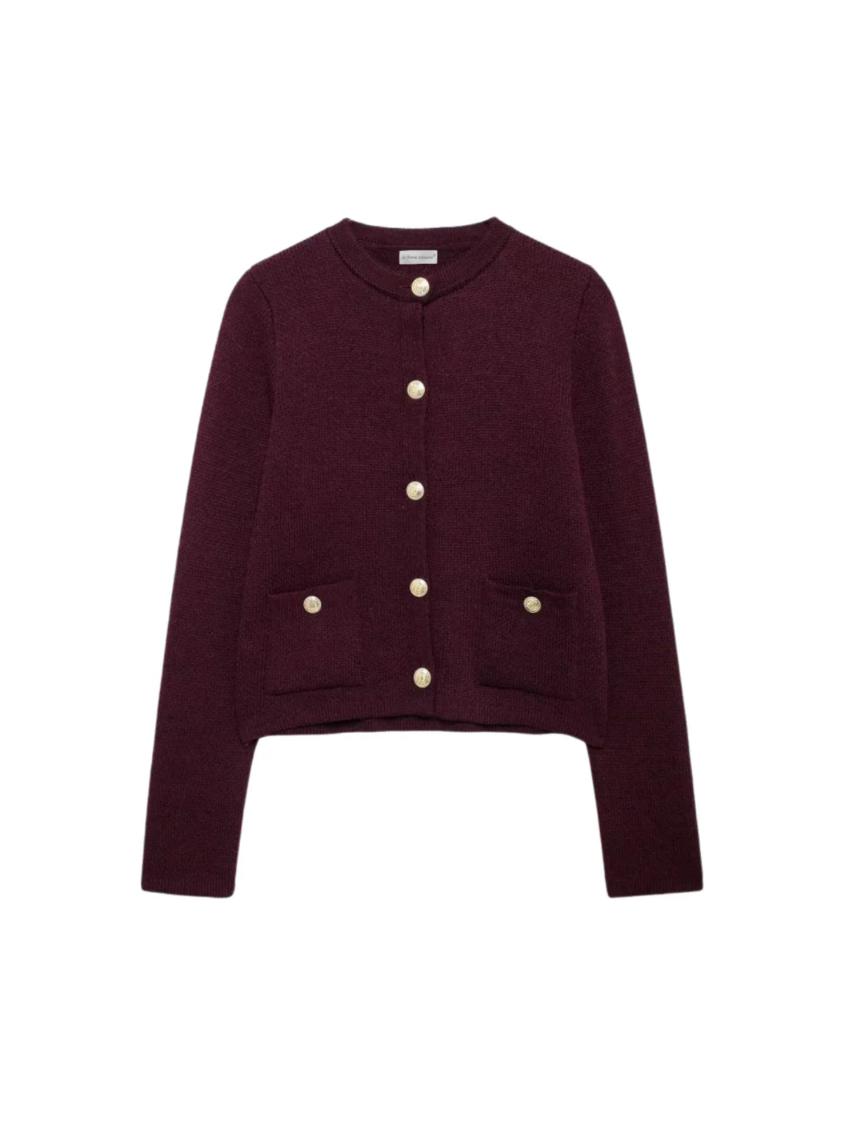 Gold Decorated Row Button Short Knitted Cardigan - LA FEMME WANDERER