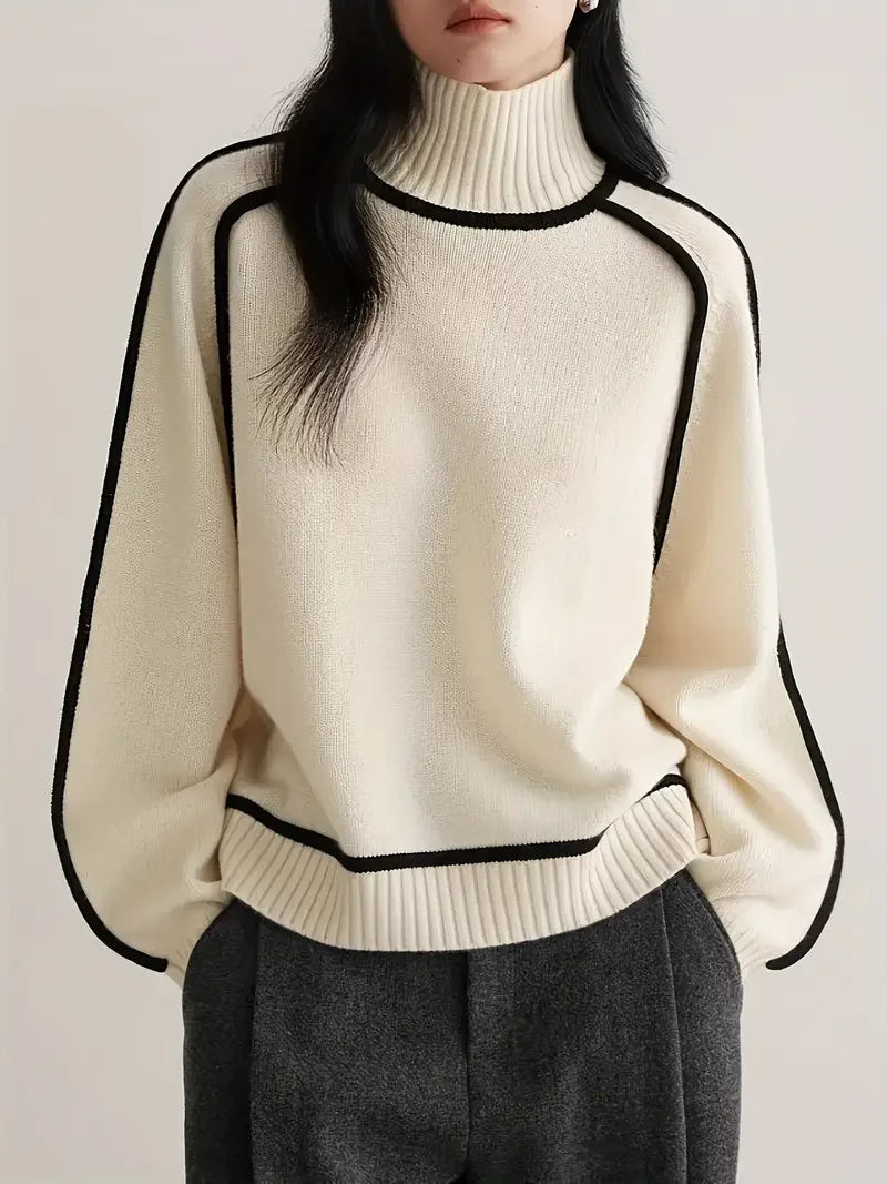 Half Turtleneck Casual Knitted Sweater - LA FEMME WANDERER