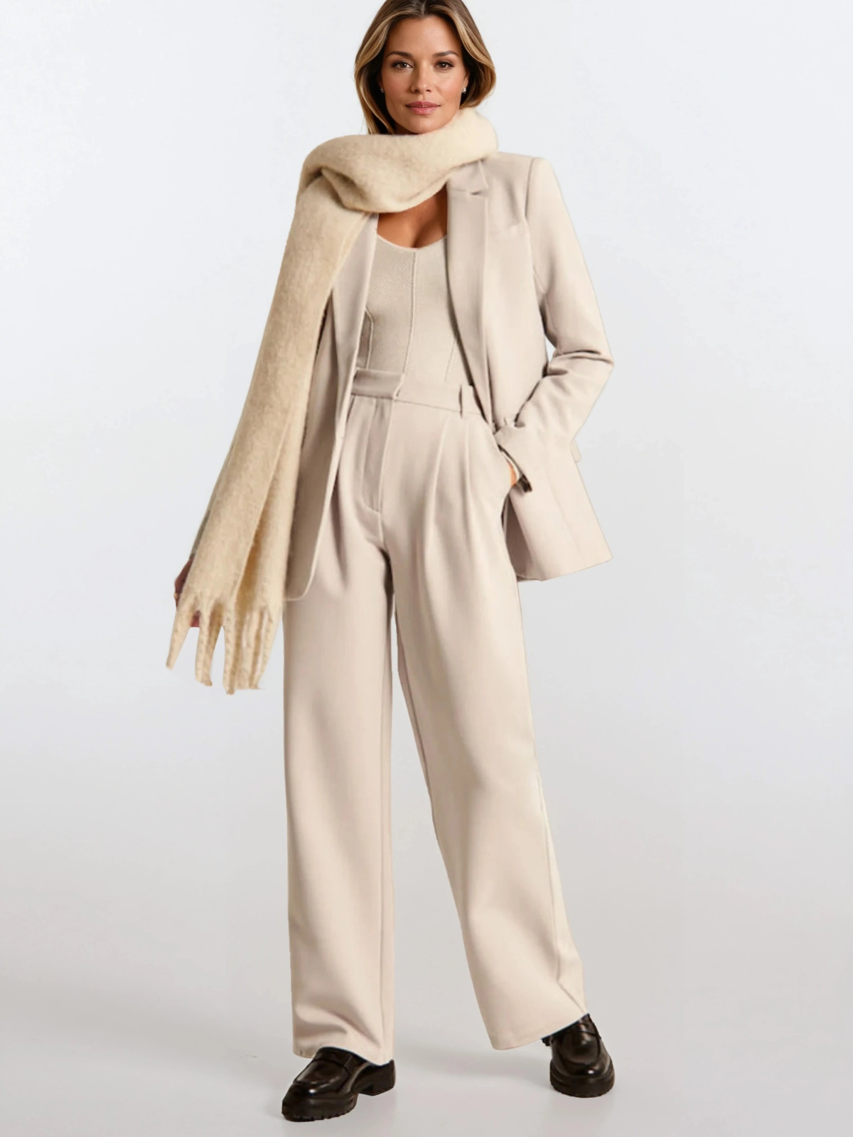 Pantalones casuales de cintura alta y pierna ancha