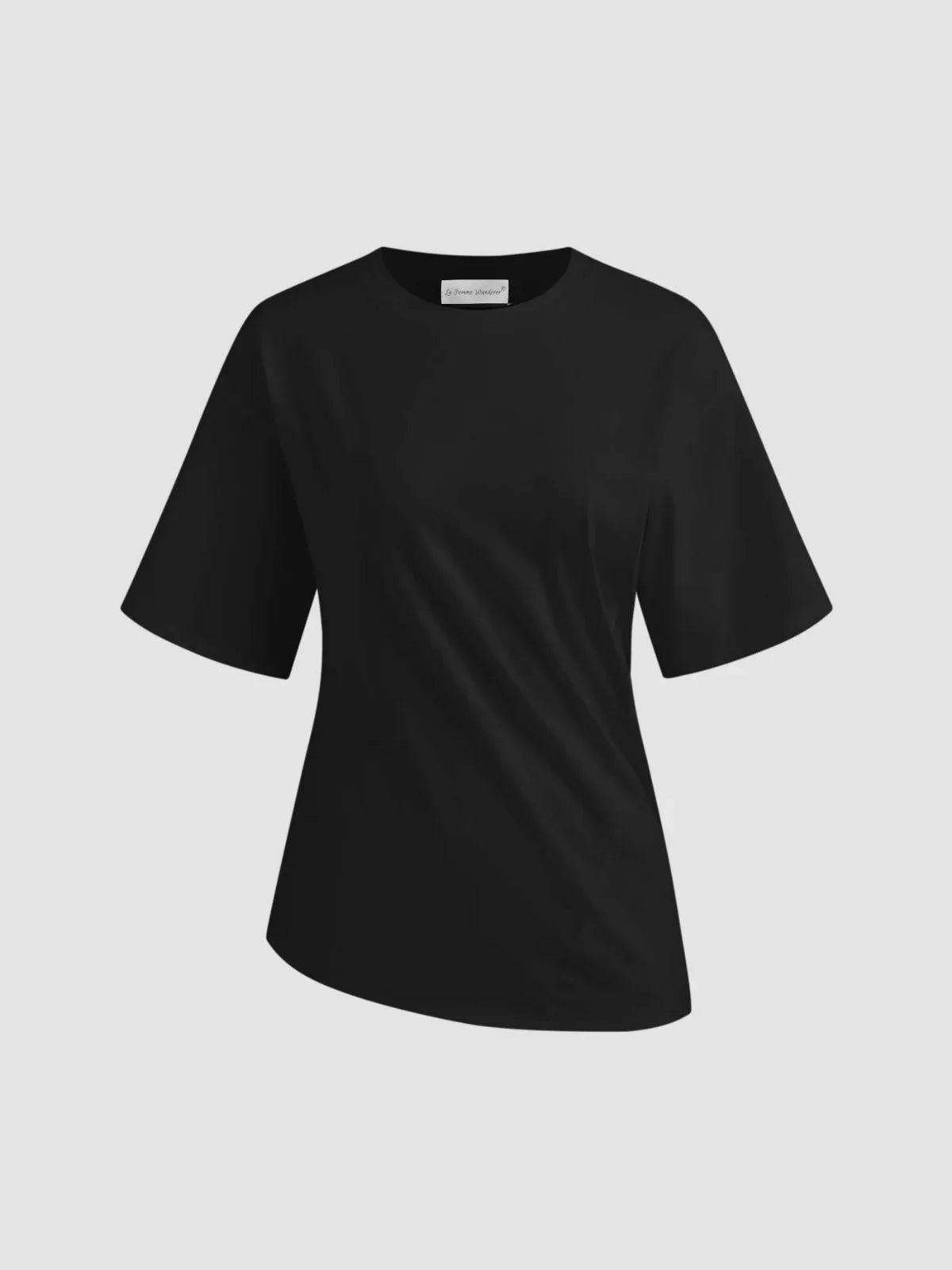 Smart Casual Cotton-blend Asymmetrical Hem Tee - LA FEMME WANDERER