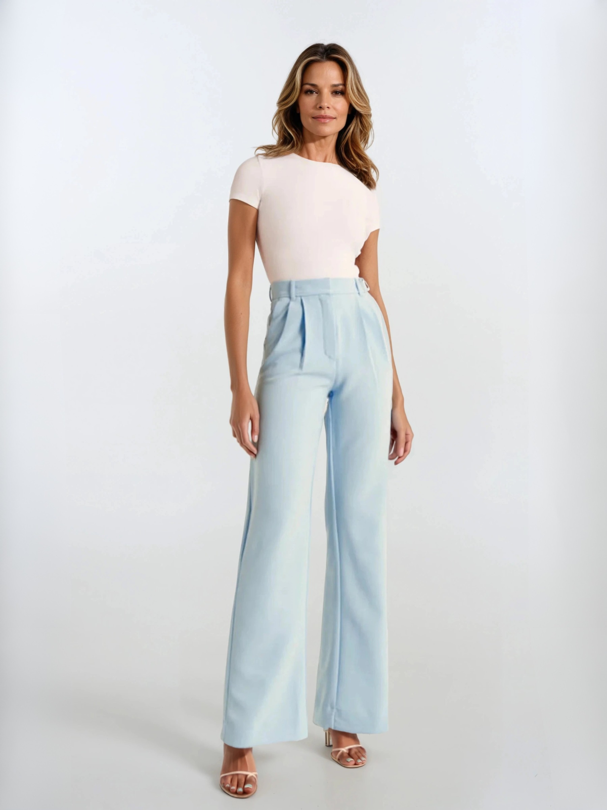 Pantalones casuales de cintura alta y pierna ancha