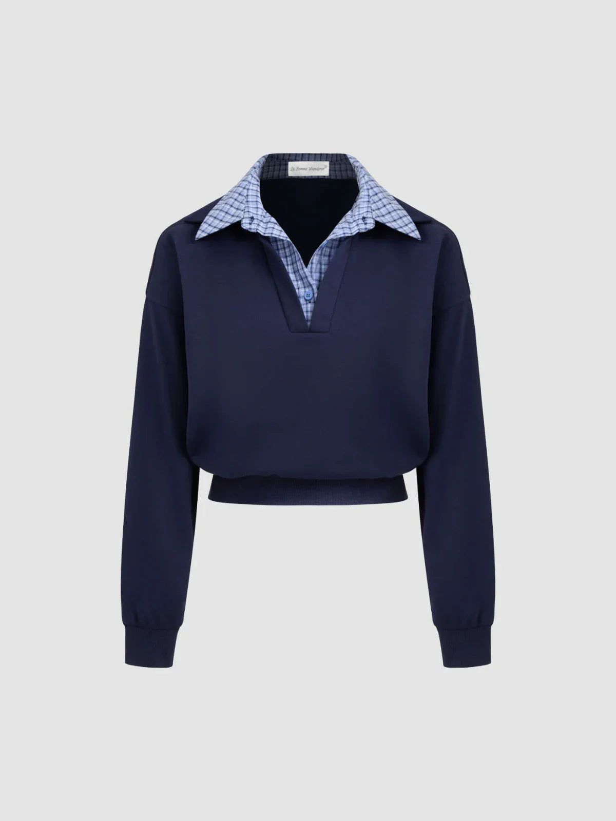Terry Checks Collar Sweatshirt - LA FEMME WANDERER
