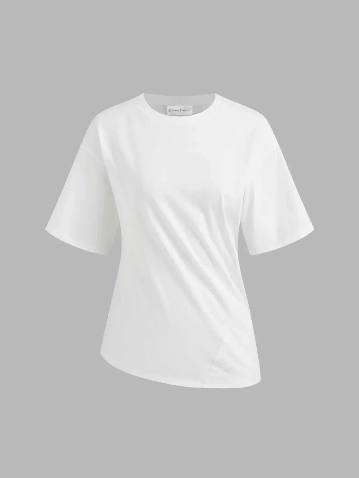 Smart Casual Cotton-blend Asymmetrical Hem Tee - LA FEMME WANDERER