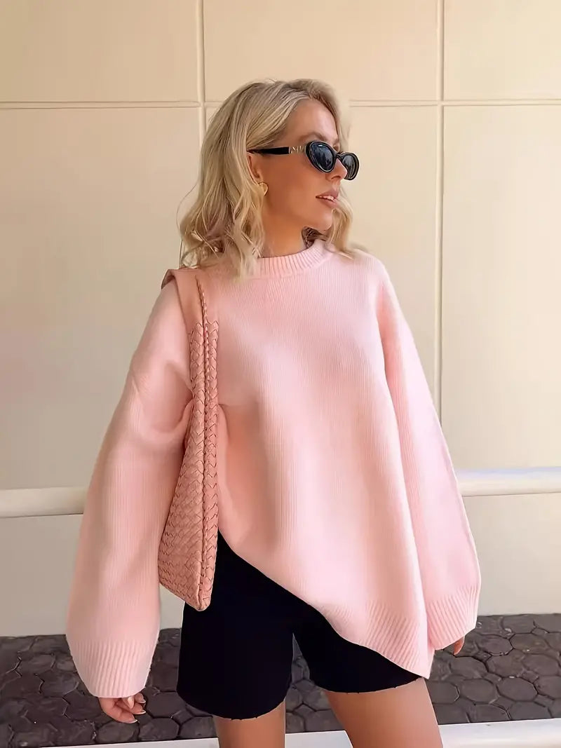 Sweet Crew Neck Pullover Sweater - LA FEMME WANDERER