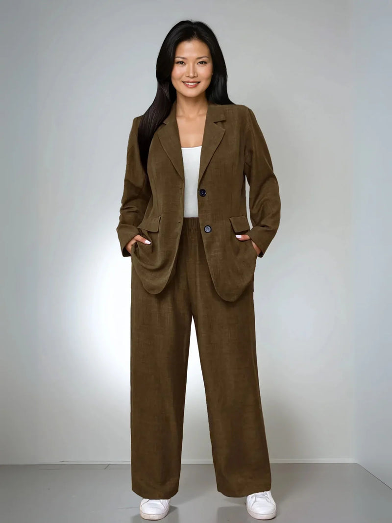 Plus Size Elegant Lapel Suit Jacket And Pants