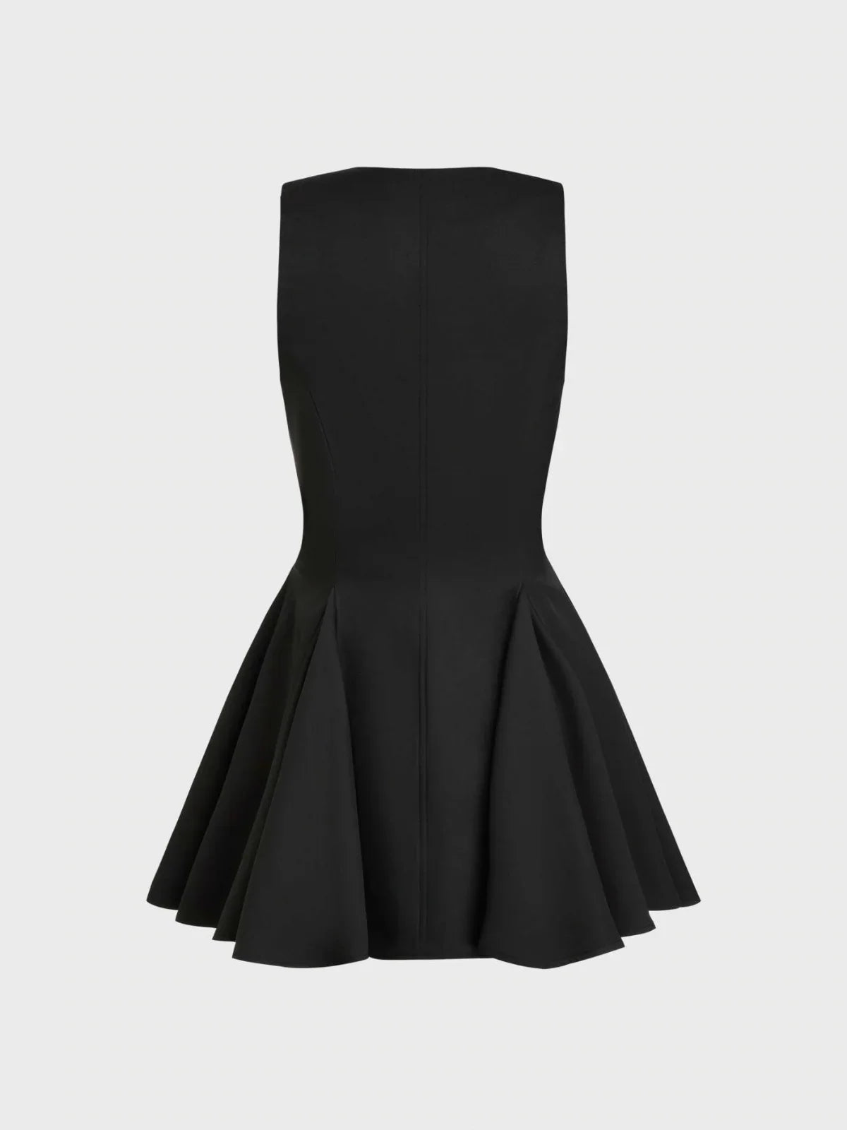 V-neck Solid Button Ruffle Hem Mini Dress - LA FEMME WANDERER