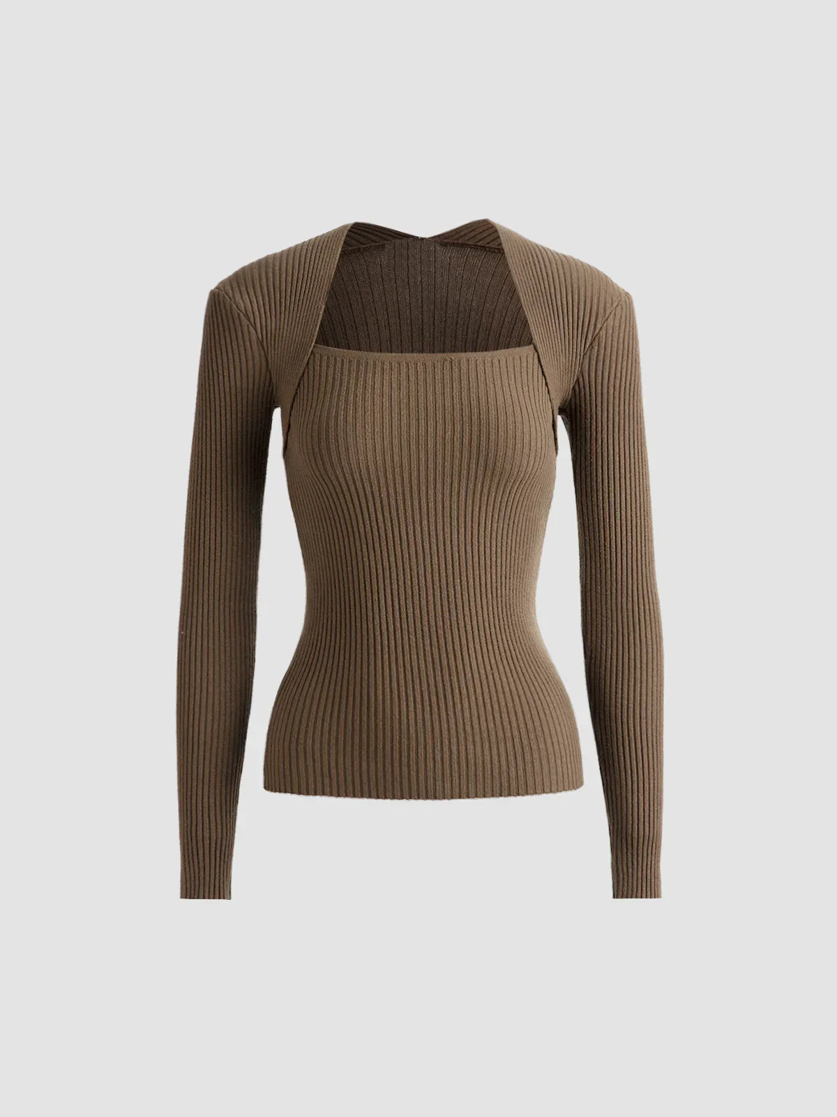 Bronzework Knitted Ribbed Pullover Sweater - LA FEMME WANDERER