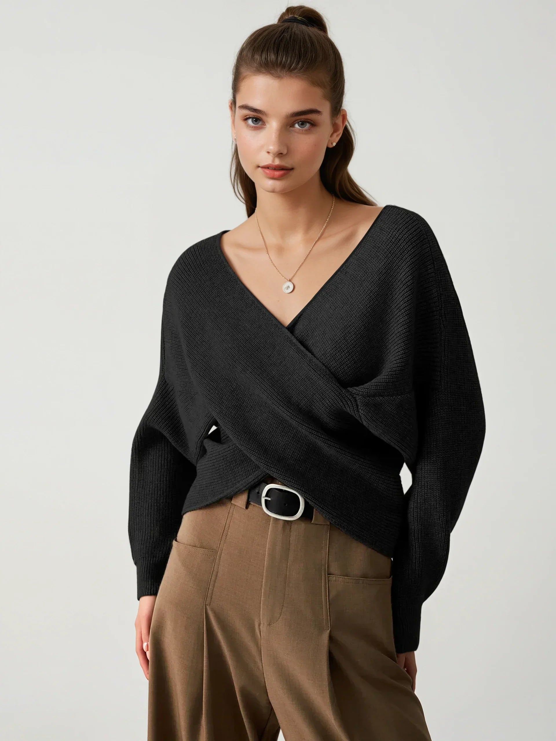 Cross My Heart Oversized Crop Sweater - LA FEMME WANDERER