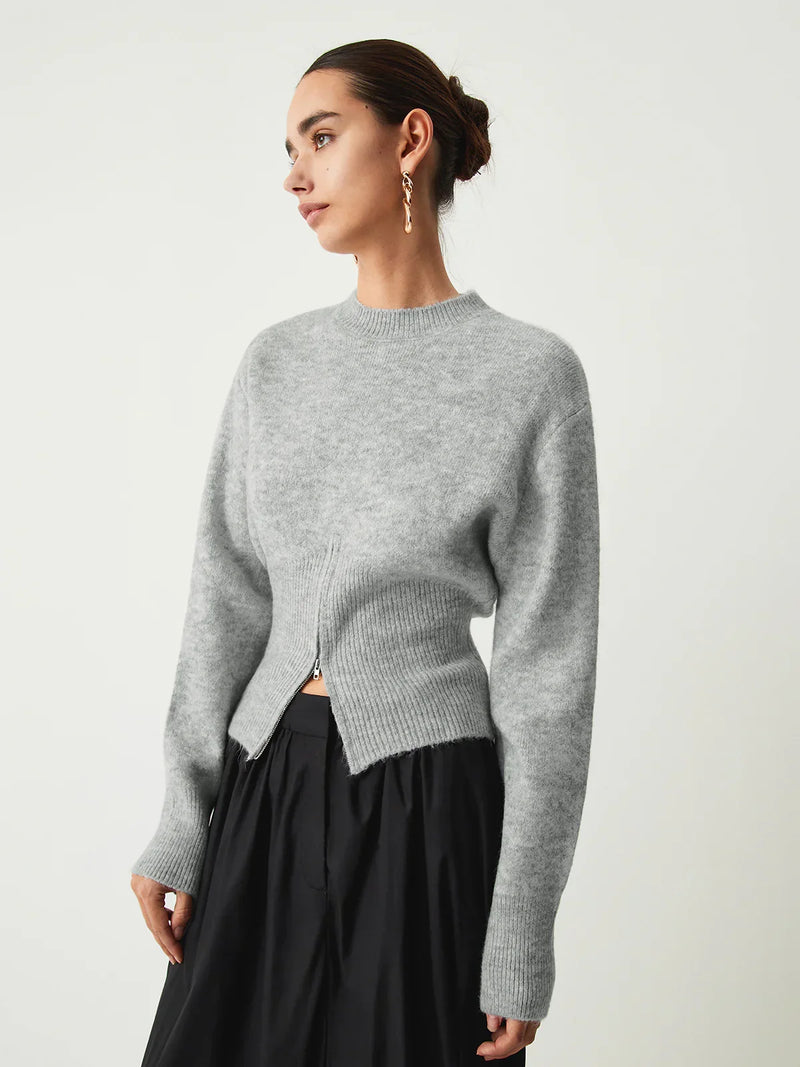 Elegant Style Half Zip Fuzzy Sweater