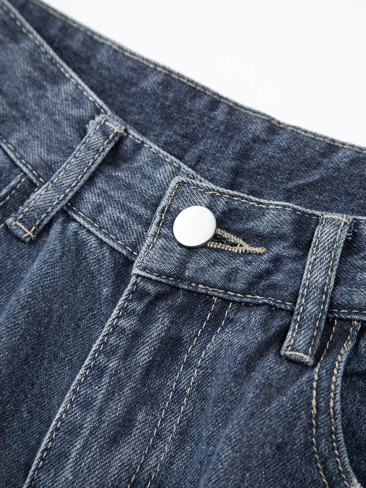 Patchwork Pockets Denim Wide Leg Boyfriend Jeans - LA FEMME WANDERER