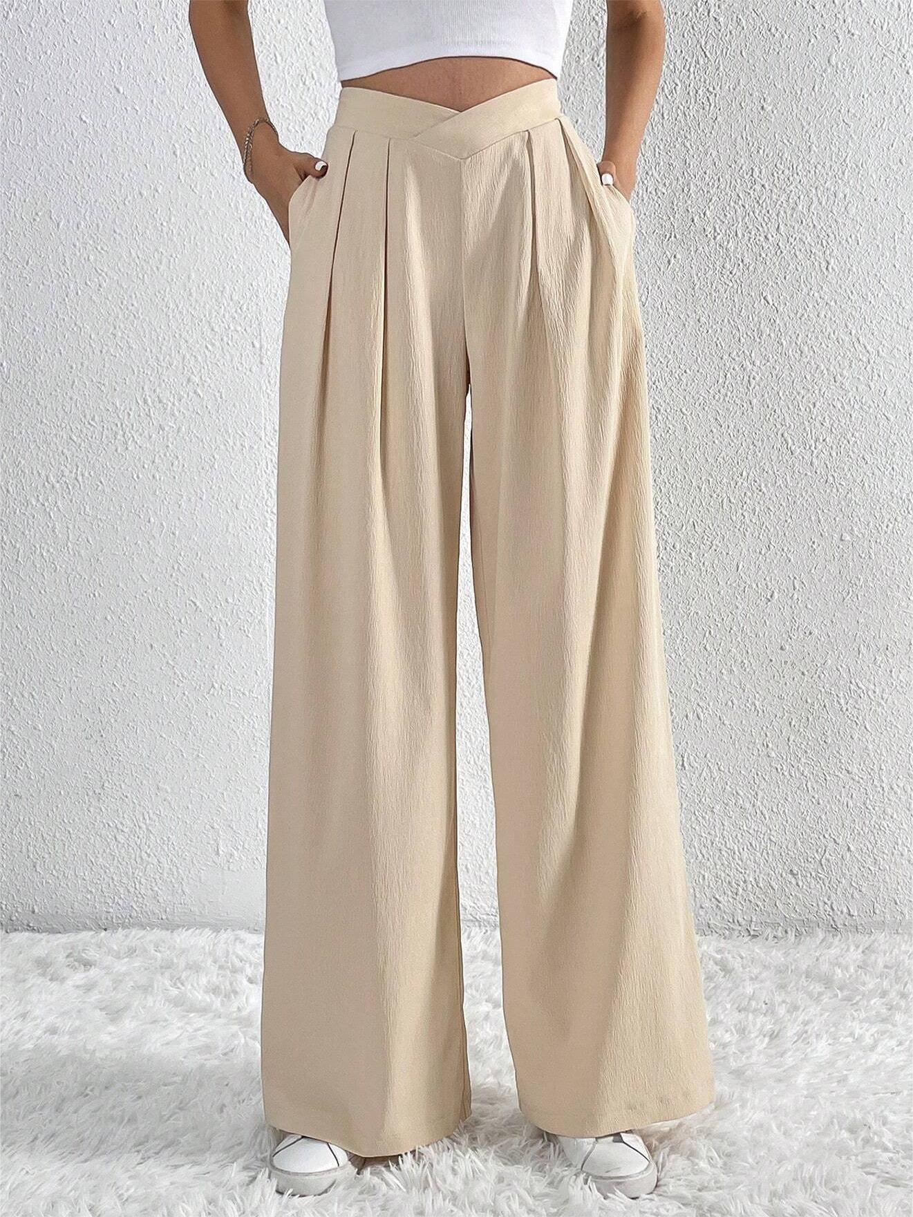 Casual Pleated Wide Leg Pants - LA FEMME WANDERER