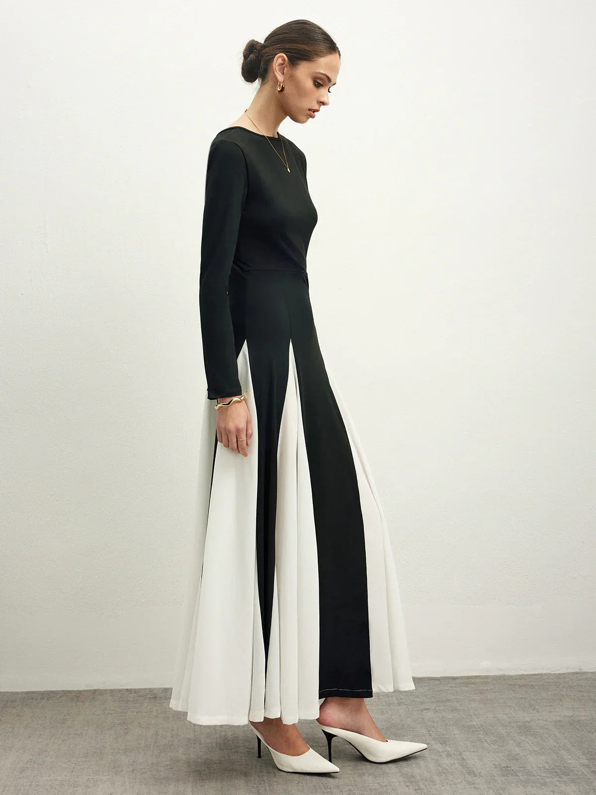 Color Block Chiffon Flowy Dress - LA FEMME WANDERER