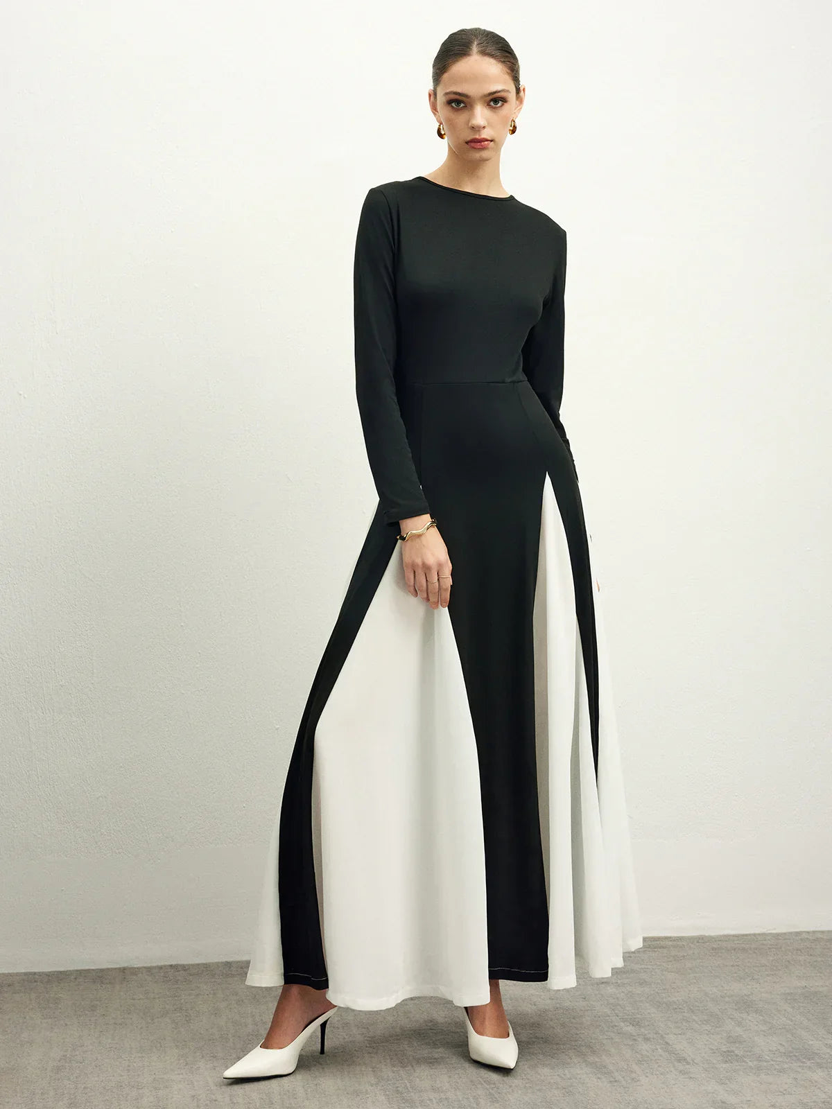 Color Block Chiffon Flowy Dress - LA FEMME WANDERER