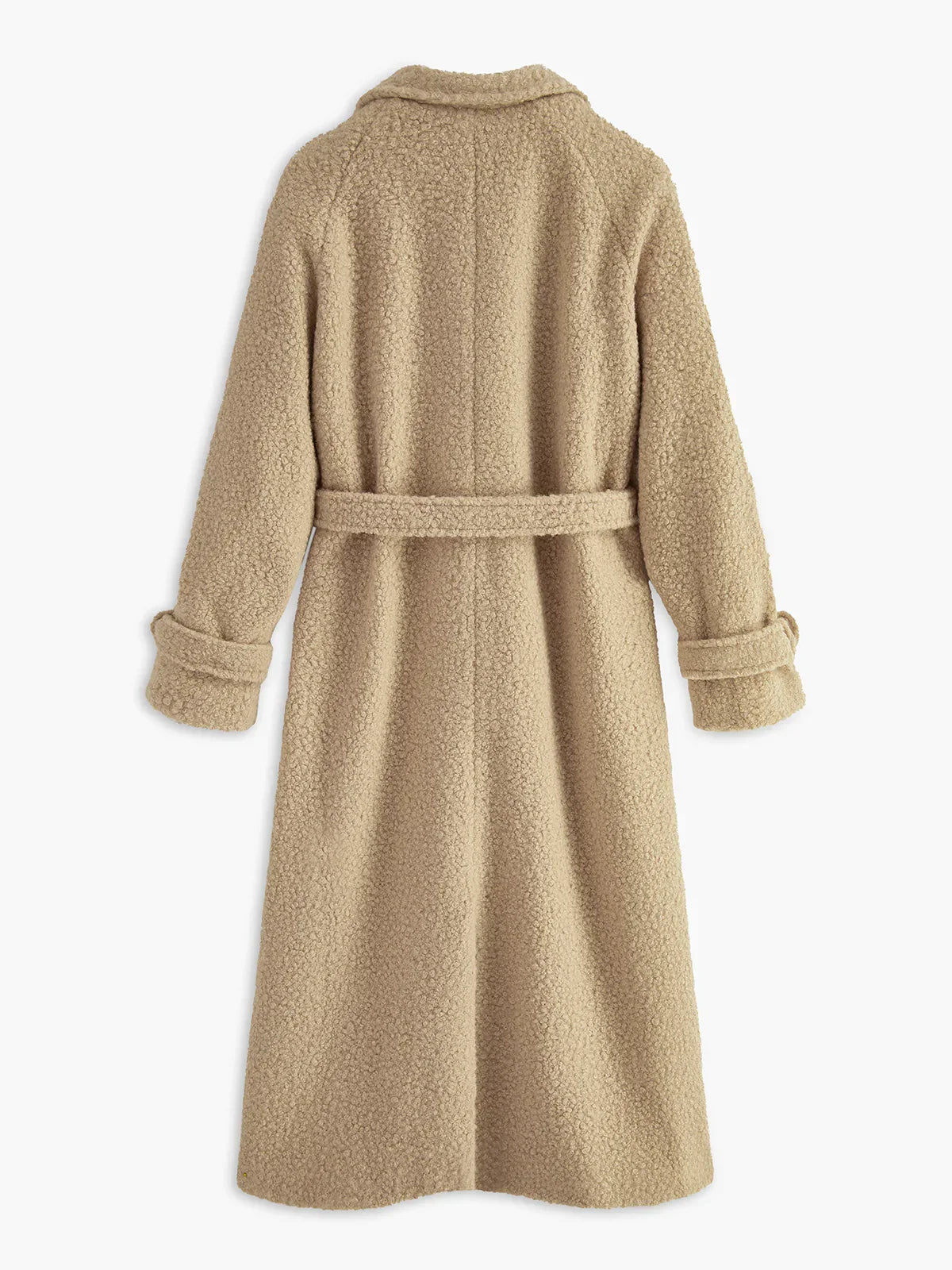 Buckle Belted Long Faux Fur Coat - LA FEMME WANDERER
