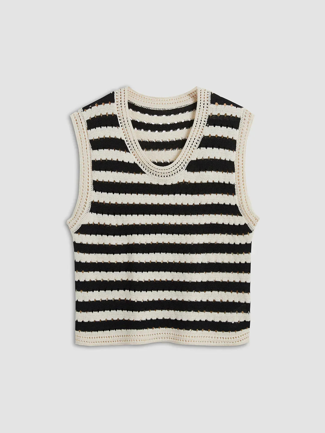 Classy Stripe Crochet Sweater Vest - LA FEMME WANDERER