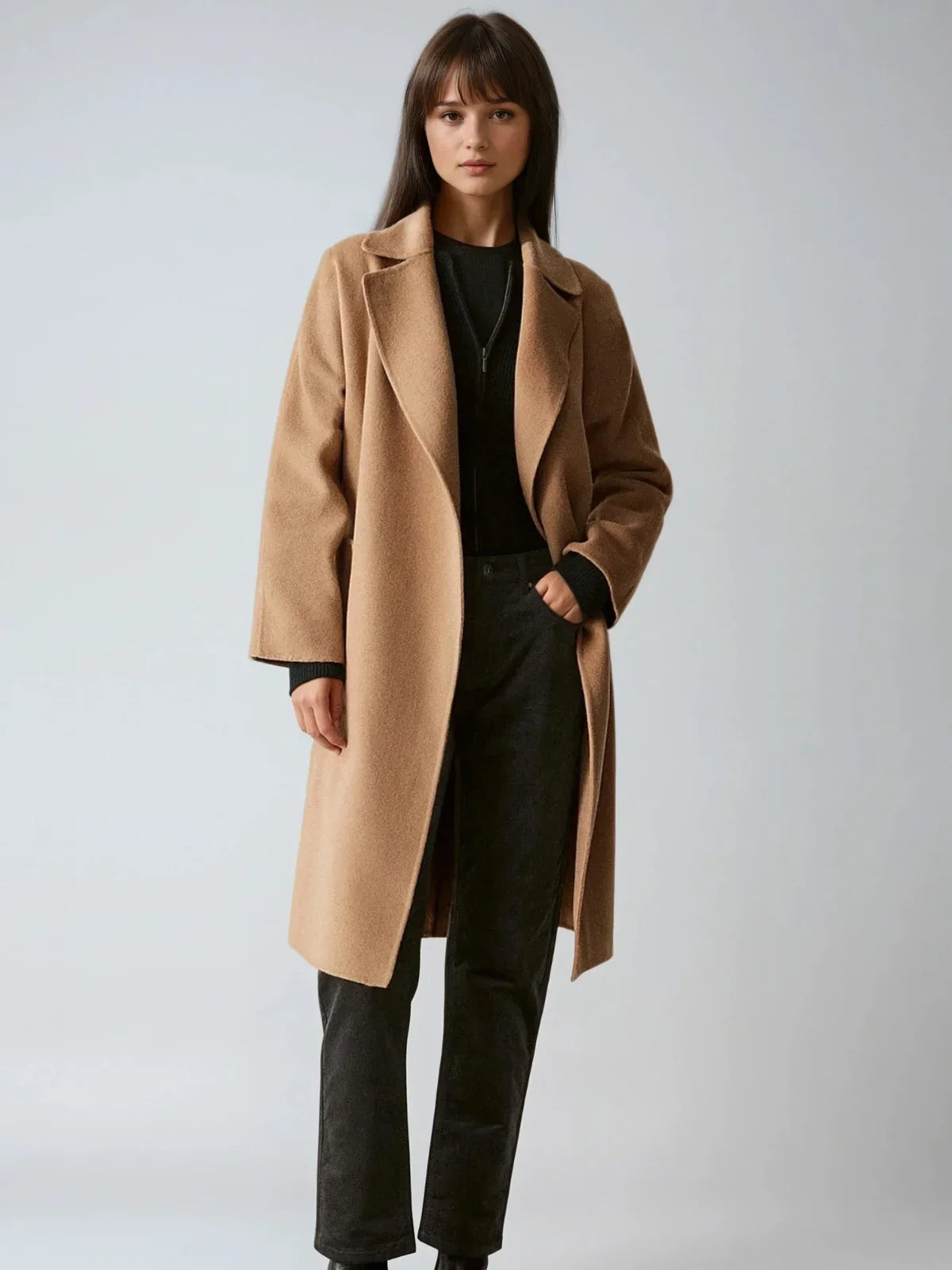 Classic Elegance Woolen Overcoat - LA FEMME WANDERER