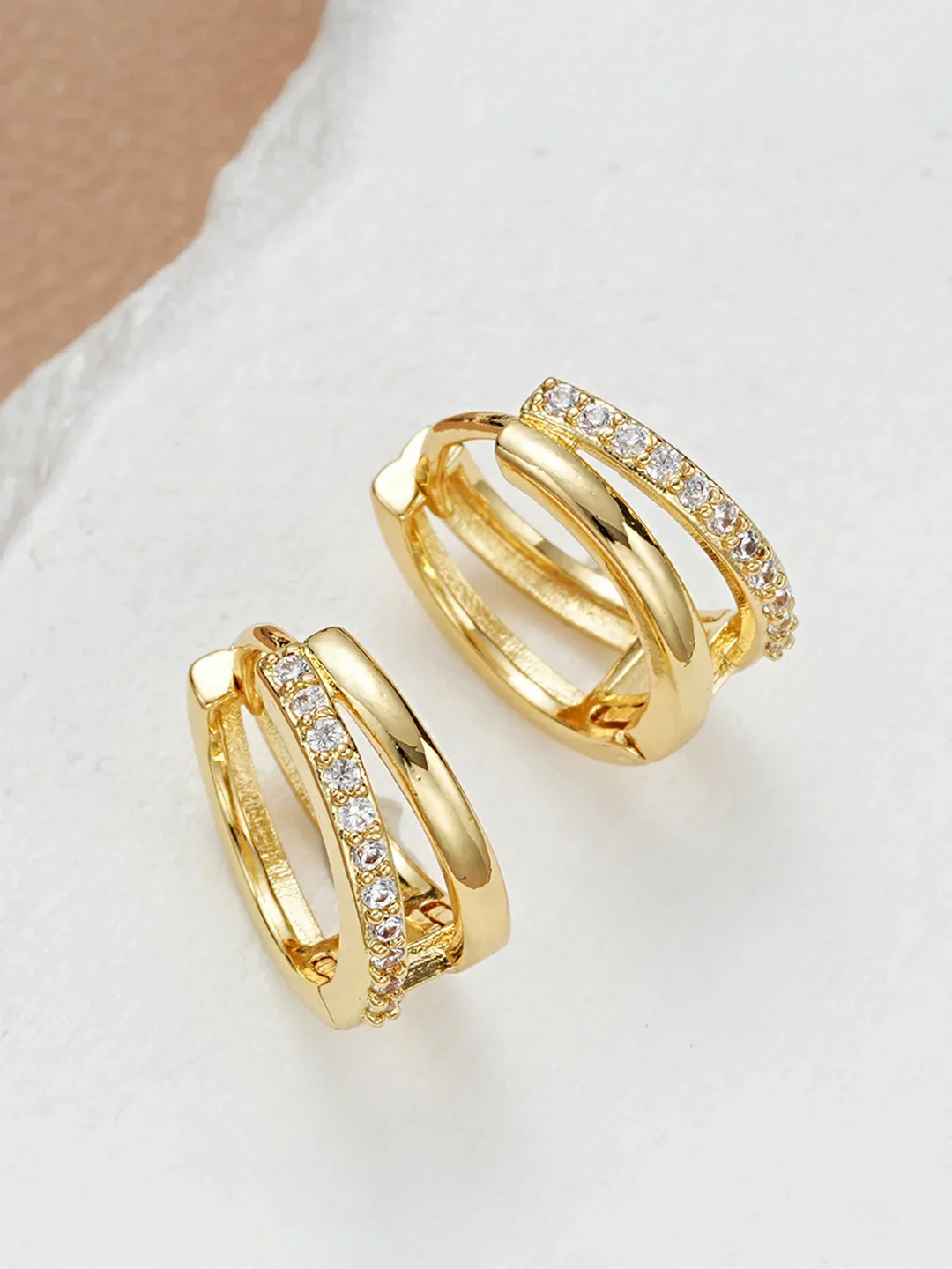 Double Hoop Rhinestone Earrings - LA FEMME WANDERER