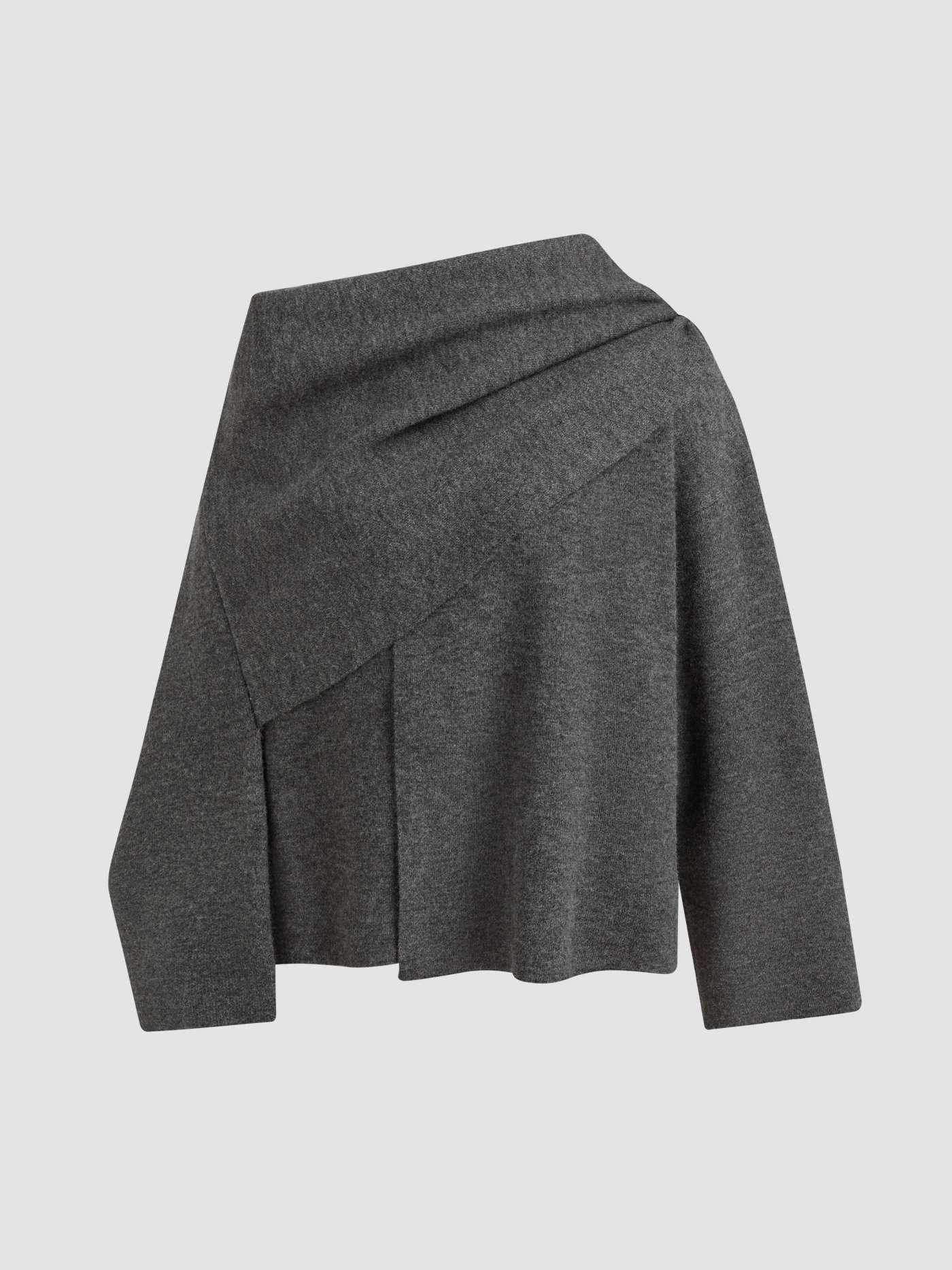 Knit Asymmetrical Neck Split Cardigan - LA FEMME WANDERER