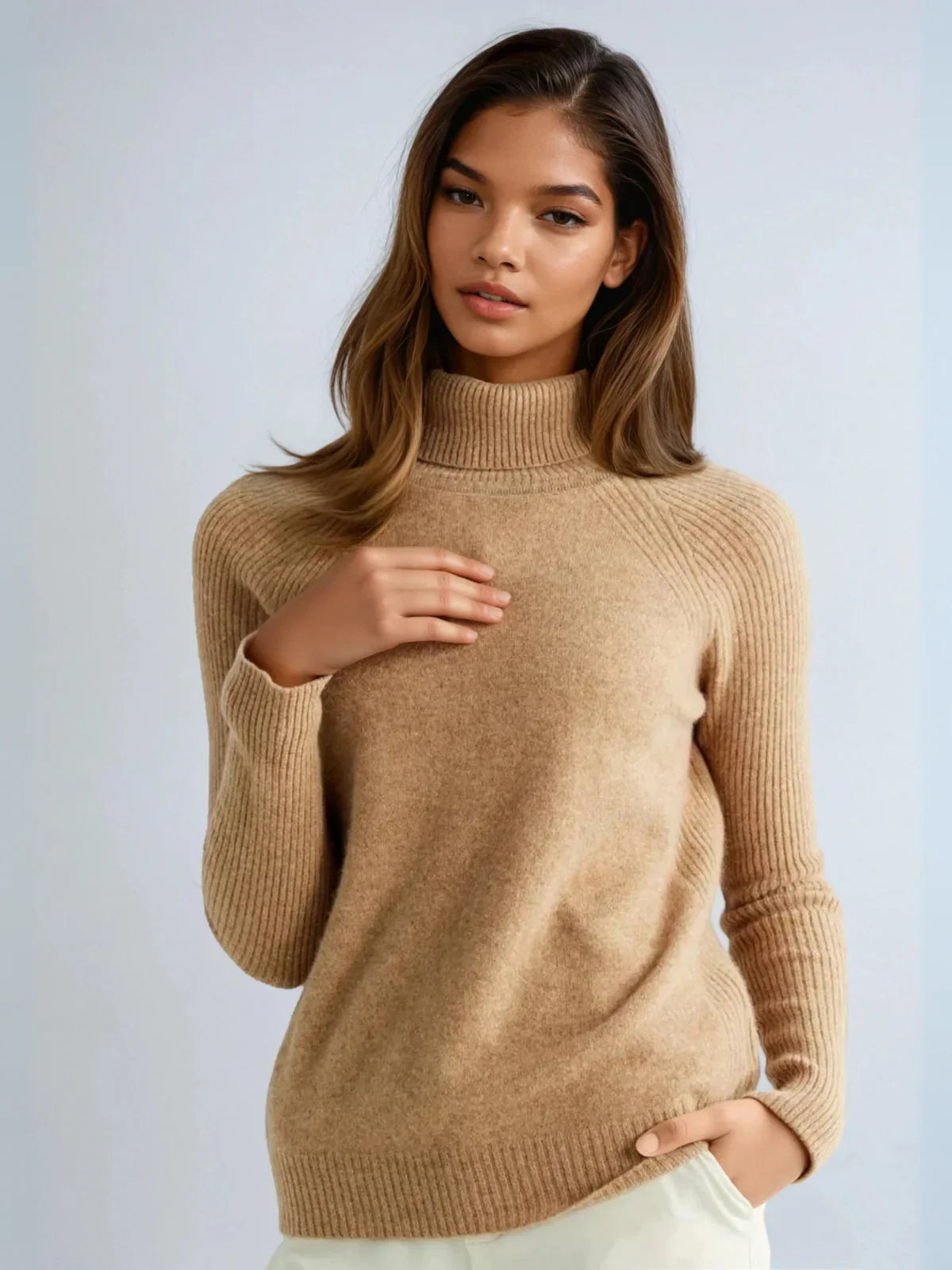Casual Style Loose Turtleneck Sweater - LA FEMME WANDERER