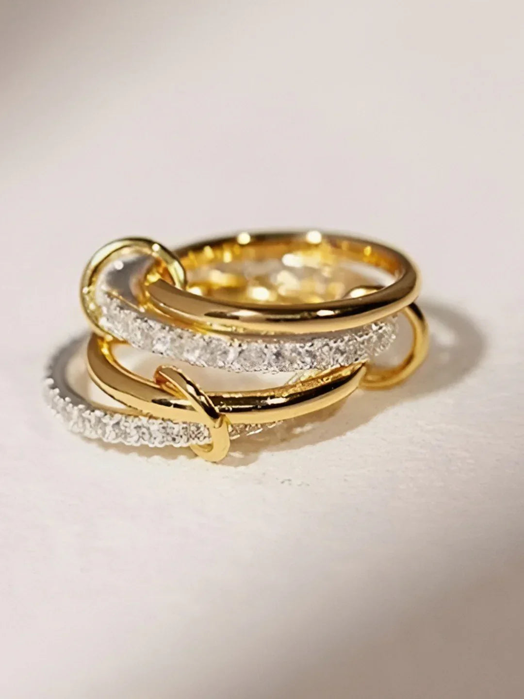 Stacked Cubic Zirconia Ring Gold Plated - LA FEMME WANDERER