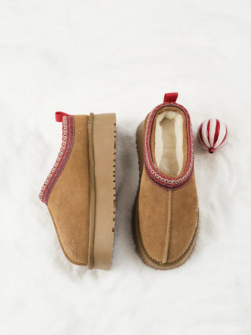 Botas de nieve con plataforma integrada de piel de estilo casual