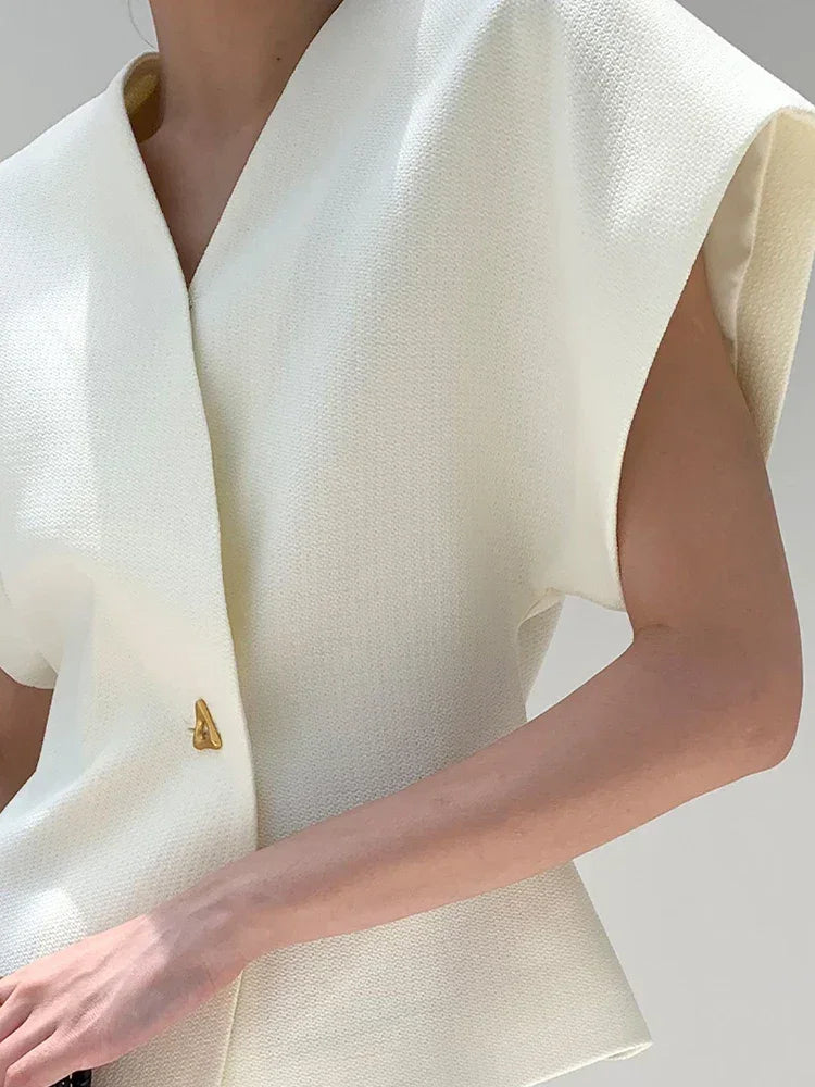 V-Neck Button Down Blouse - LA FEMME WANDERER