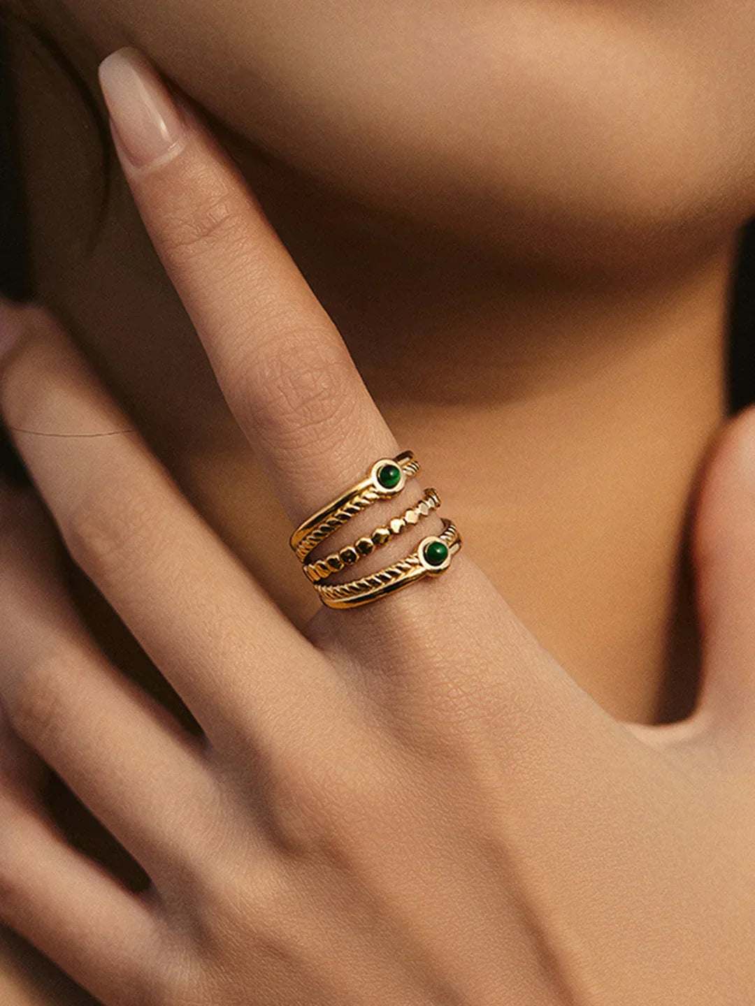 Luxe Layers Emerald Ring - LA FEMME WANDERER