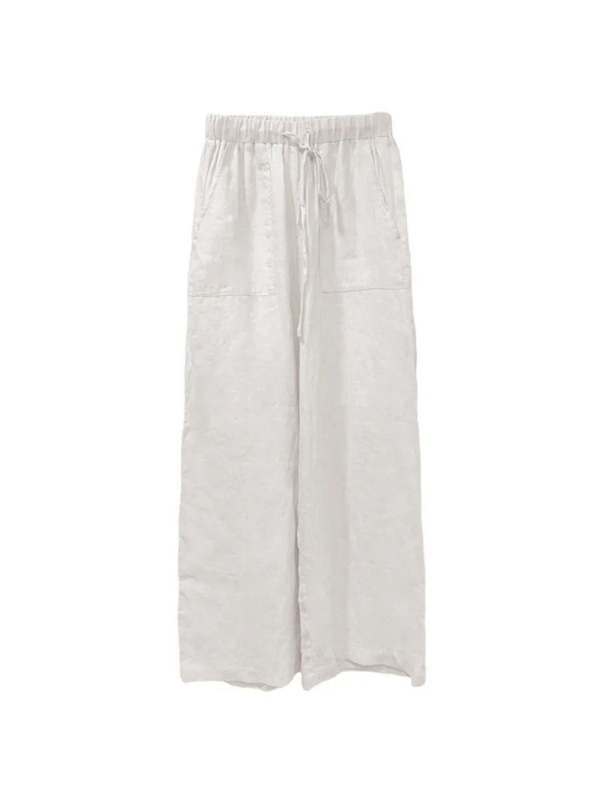 Linen High Waist Straight-Leg Pants - LA FEMME WANDERER
