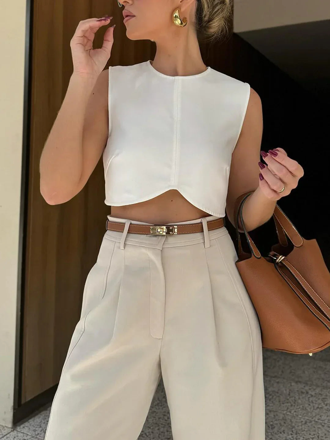 Pleated Cropped Pants - LA FEMME WANDERER