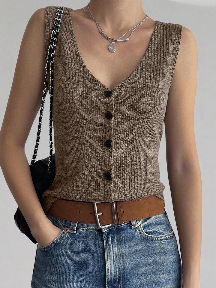 Everyday Chic V-Neck Sleeveless Knit Top