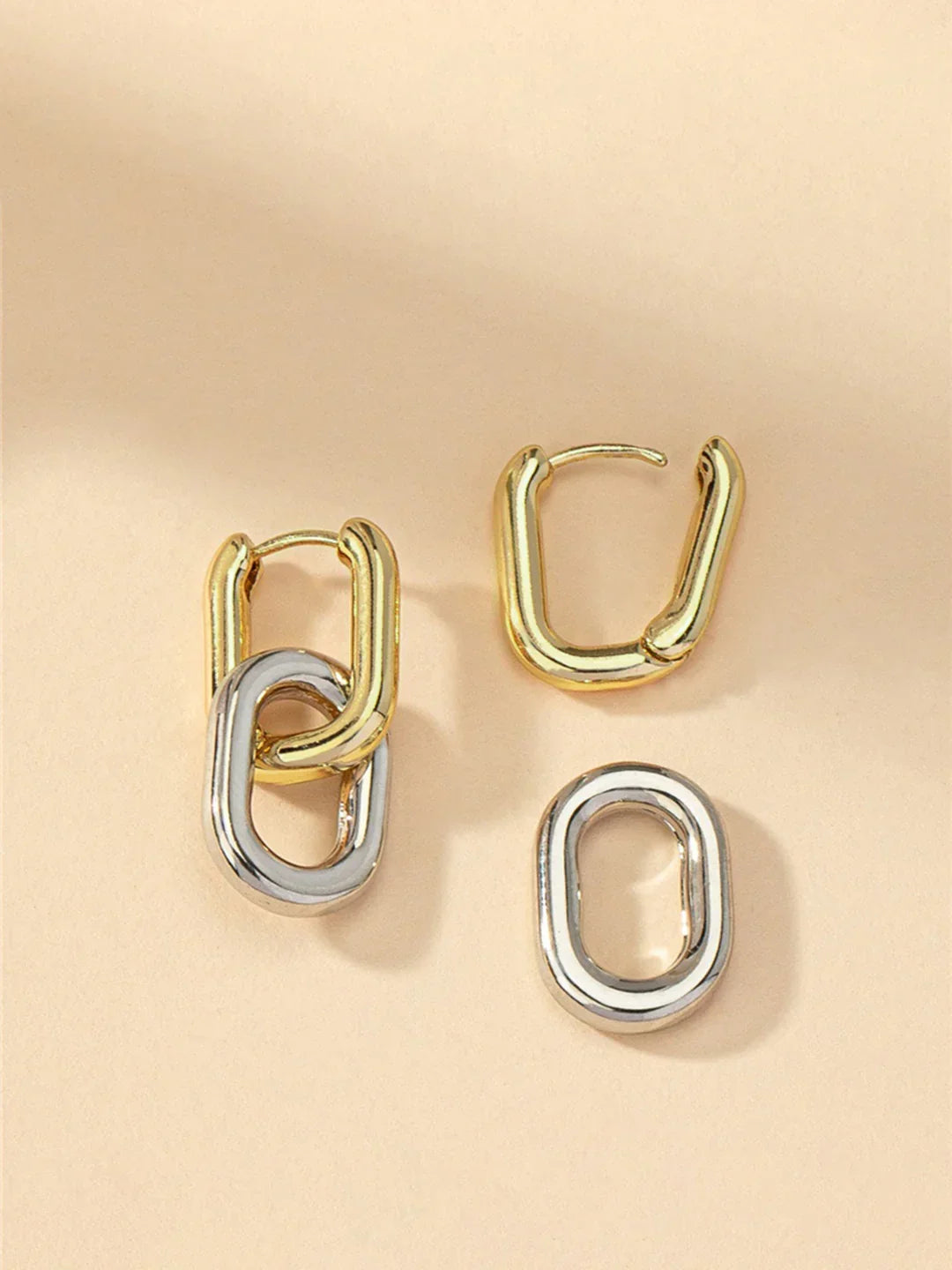 Lantern Ring Two-Tone Hoop Drop Earrings - LA FEMME WANDERER