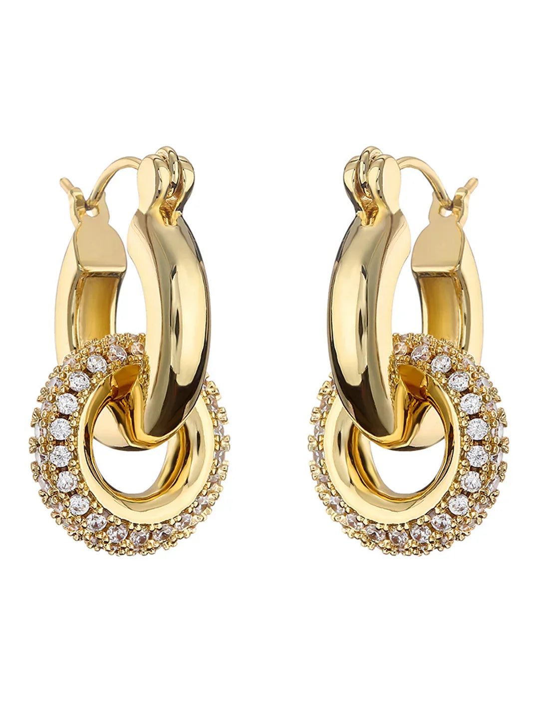 Retro Polished Double Hoop Earrings - LA FEMME WANDERER