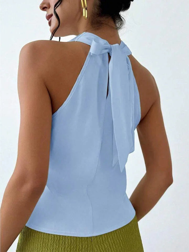 Always Elegant Halter Neck Backless Top - LA FEMME WANDERER