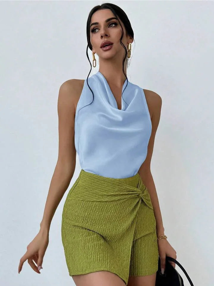 Always Elegant Halter Neck Backless Top - LA FEMME WANDERER