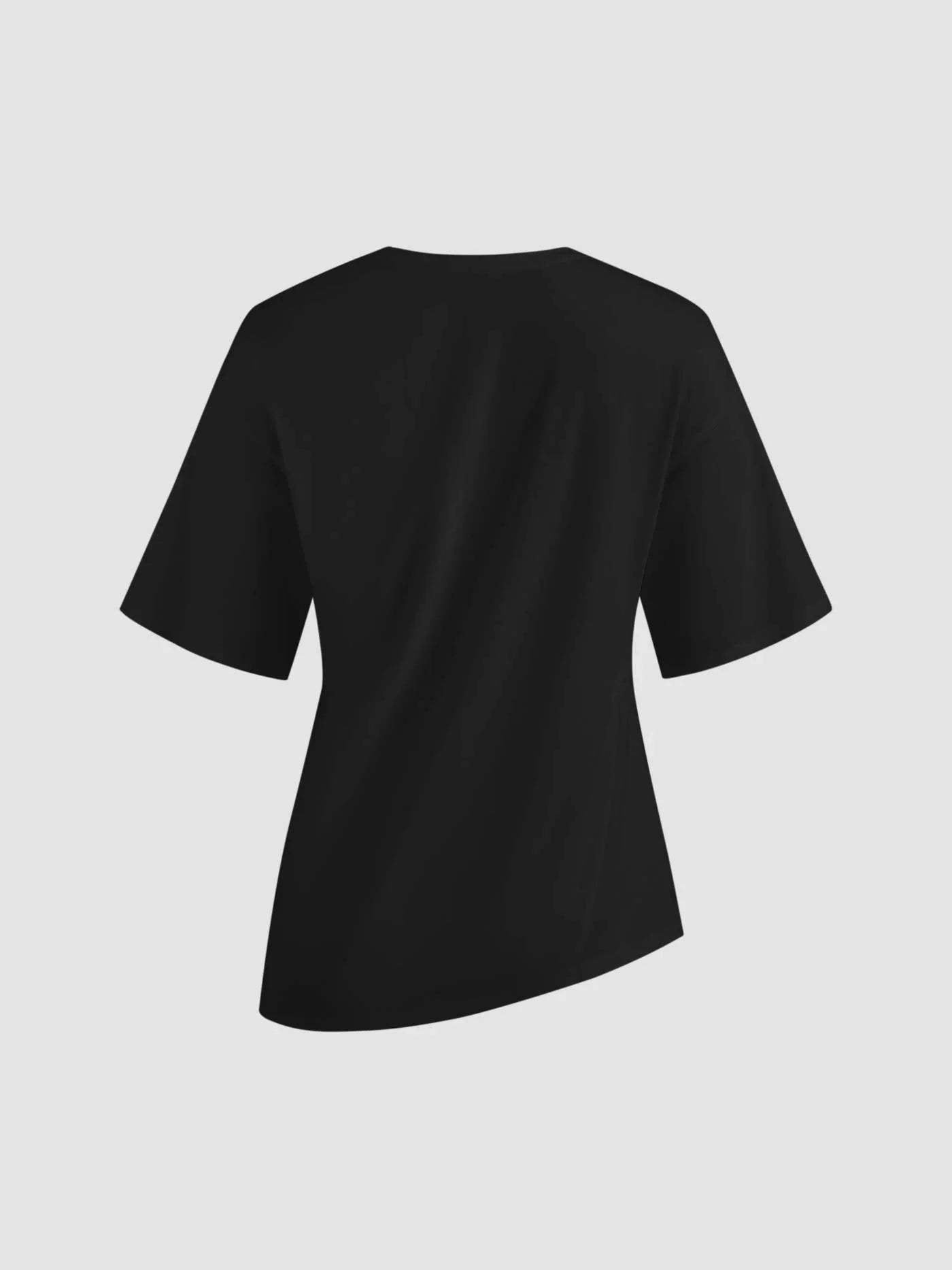 Smart Casual Cotton-blend Asymmetrical Hem Tee - LA FEMME WANDERER