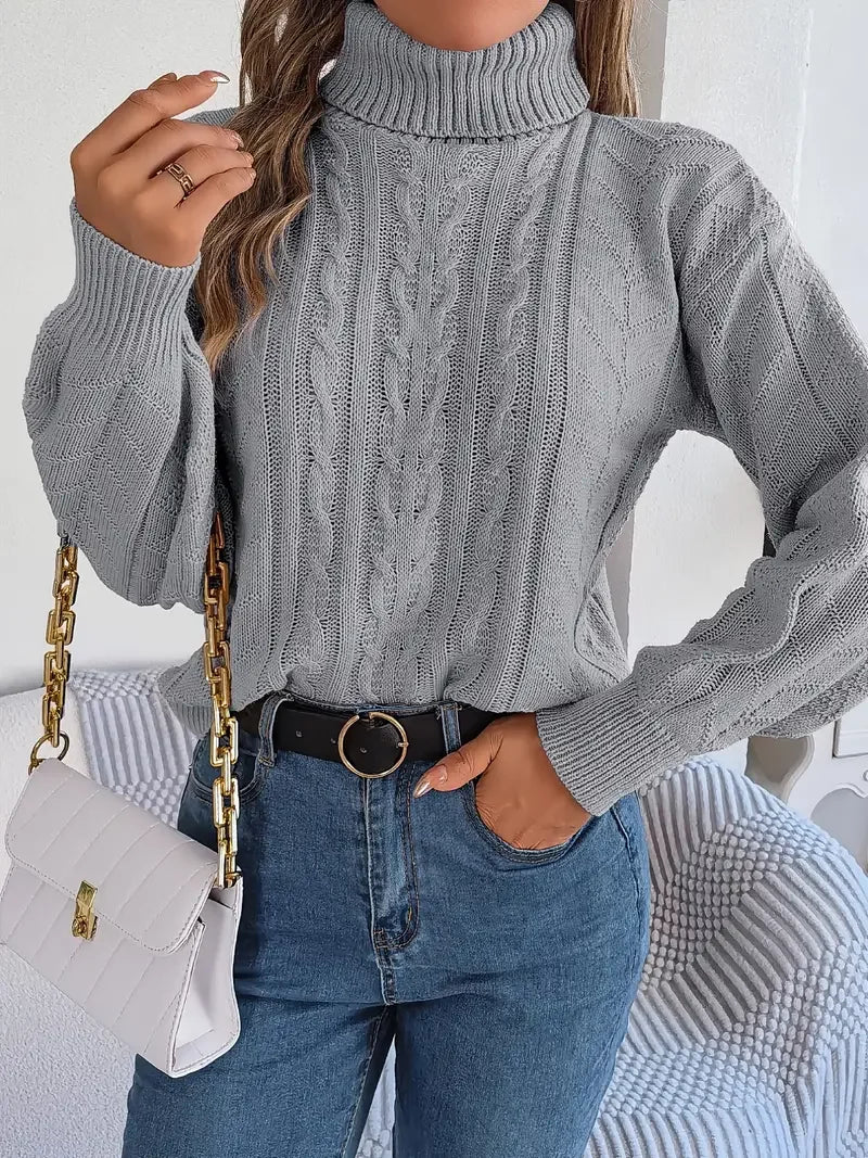 Collar Twist Knitted Pullover Sweater - LA FEMME WANDERER