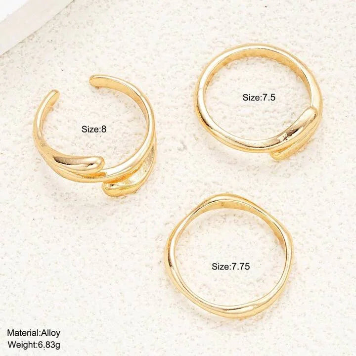 Minimalist Stacking 3-Piece Gold Ring Set - LA FEMME WANDERER