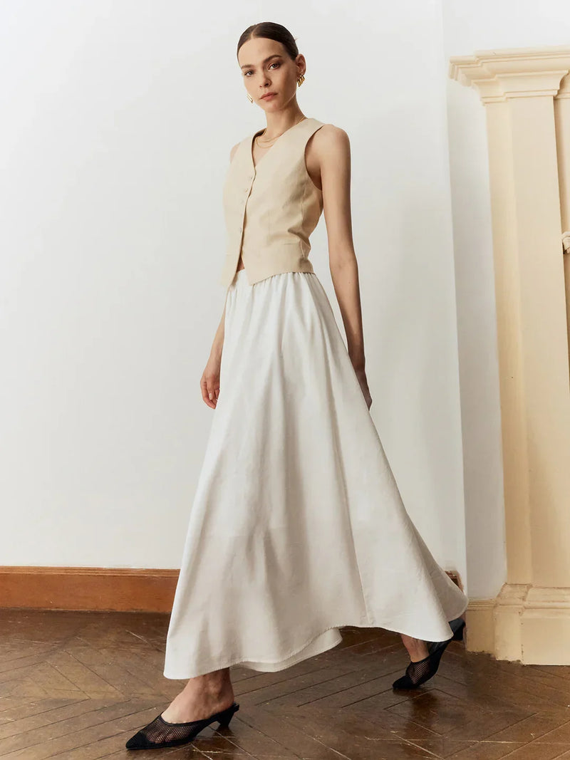 Falda plisada ajustada de color sólido para desplazamientos con temperamento