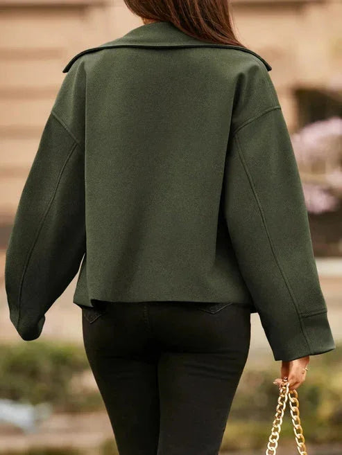 Women's Short Small Suit Long Sleeve Button Coat - LA FEMME WANDERER