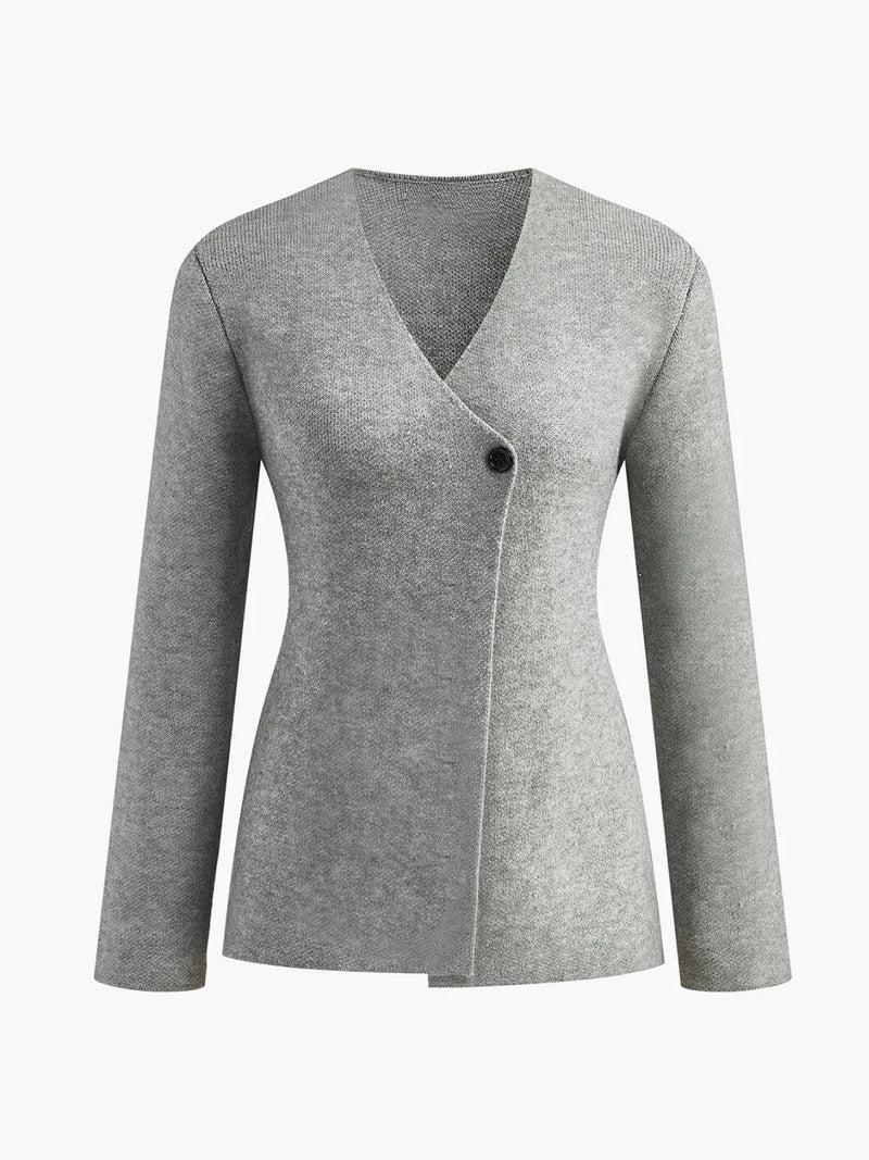 Top de punto suave con botones y cuello en V liso