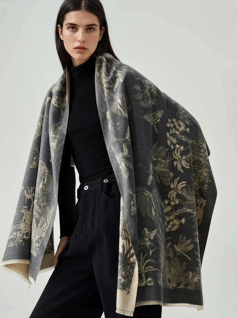 Bufanda de jacquard floral con borlas para el día a día
