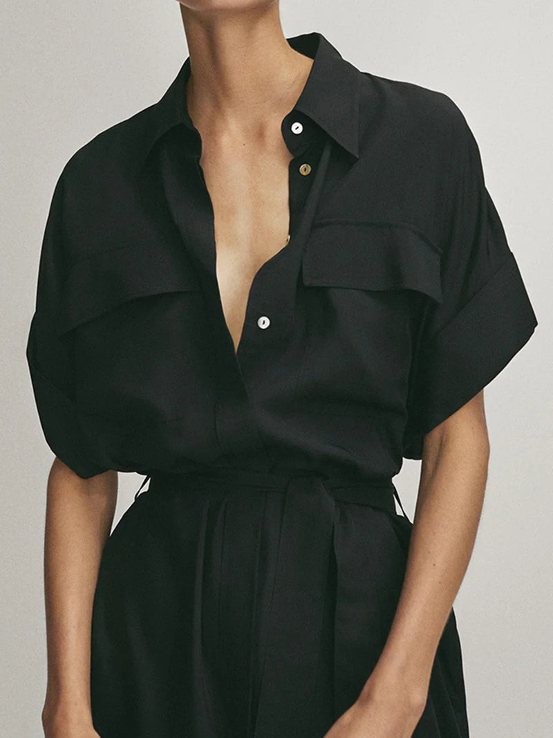 Vestido midi con bolsillos tipo polo, siempre elegante