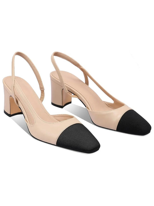 Tacones clásicos de tira trasera en dos tonos