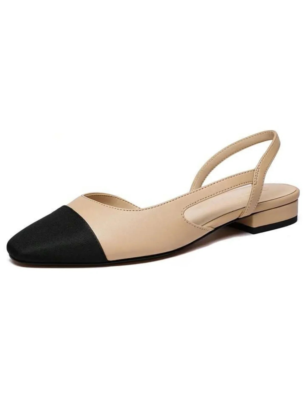 Chic Contrast Slingback Low Heel Shoes - LA FEMME WANDERER