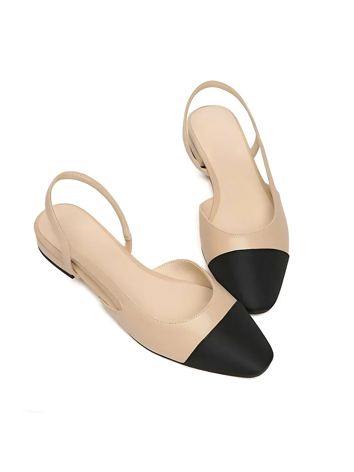 Chic Contrast Slingback Low Heel Shoes - LA FEMME WANDERER